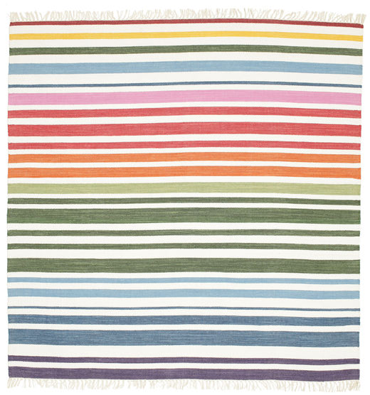 Alfombras Cocina Rainbow Stripe 200X200 Algodón Tejida A Mano Moderna Raya Multicolor 