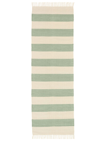  Cotton Stripe - Verde Menta Alfombra 80X250 Moderna Tejida A Mano Alfombra De Pasillo Verde Menta (Algodón, )