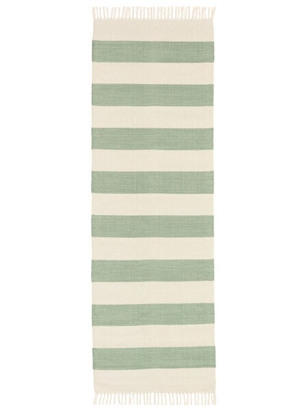  80X250 Rayas Pequeño Cotton Stripe Alfombra - Verde Menta Algodón, 