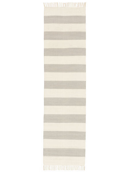  Cotton Stripe - Gris/Off Blanco Alfombra 80X300 Moderna Tejida A Mano Alfombra De Pasillo Gris Claro/Beige Oscuro/Gris Oscuro (Algodón, India)