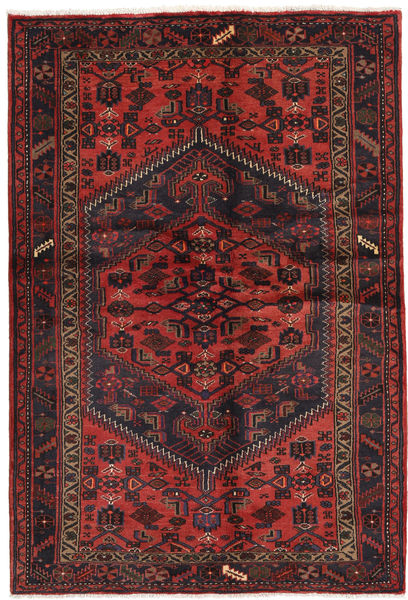  Hamadan Alfombra 131X203 Oriental Hecha A Mano Rojo Oscuro/Negro (Lana, Persia/Irán)