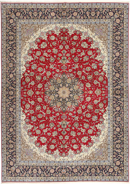  Isfahan Urdimbre De Seda Alfombra 300X417 Oriental Hecha A Mano Gris Claro/Rojo Oscuro Grande (Lana/Seda, Persia/Irán)