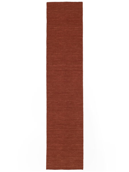  Kilim Loom - Óxido Alfombra 80X500 Moderna Tejida A Mano Alfombra De Pasillo Rojo Oscuro (Lana, India)