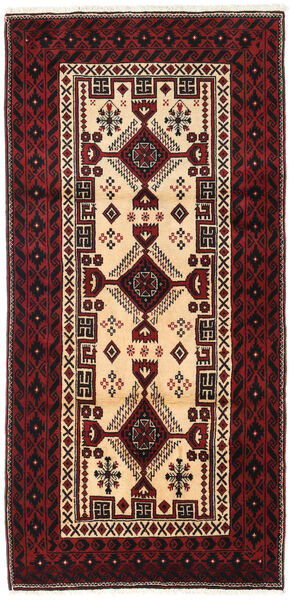 Alfombra Persa Belouch Alfombra 96X199 Rojo Oscuro/Beige (Lana, Persia/Irán)