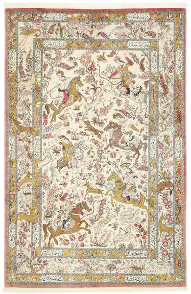  Ghom De Seda Alfombra 132X203 Oriental Hecha A Mano Beige Oscuro/Amarillo (Seda, Persia/Irán)