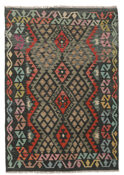  Kilim Afghan Old Style Alfombra 123X173 Oriental Tejida A Mano Negro/Marrón Oscuro (Lana, Afganistán)