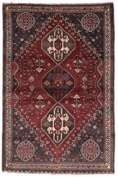 114X170 Alfombra Shiraz Oriental Negro/Rojo Oscuro (Lana, Persia/Irán)