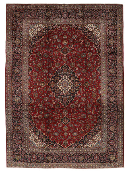 250X348 Alfombra Oriental Keshan Negro/Rojo Oscuro Grande (Lana, Persia/Irán)