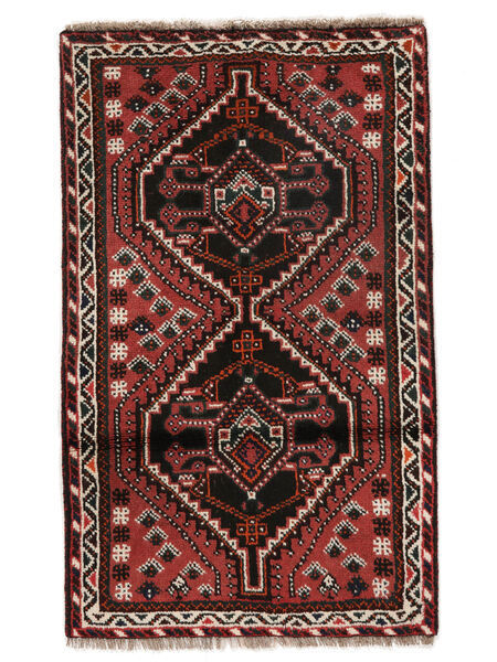 Alfombra Persa Shiraz 75X122 Negro/Rojo Oscuro (Lana, Persia/Irán)