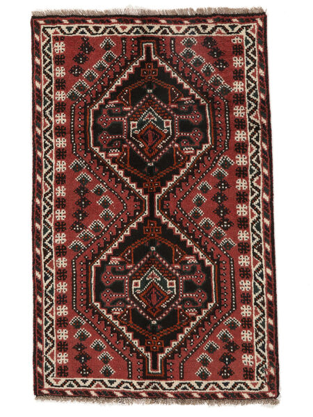 Alfombra Persa Shiraz 74X118 Negro/Rojo Oscuro (Lana, Persia/Irán)