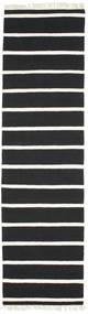  Dorri Stripe - Negro/Blanco Alfombra 80X300 Moderna Tejida A Mano Alfombra De Pasillo Negro/Blanco/Crema (Lana, India)