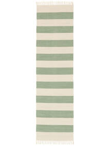  Cotton Stripe - Mint Alfombra 80X300 Moderna Tejida A Mano Alfombra De Pasillo Verde Pastel/Beige/Gris Claro (Algodón, India)