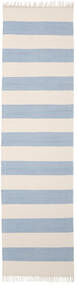  Cotton Stripe - Claro Azul Alfombra 80X300 Moderna Tejida A Mano Beige/Azul Claro (Algodón, India)