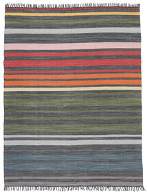  Rainbow Stripe - Gris Alfombra 250X300 Moderna Tejida A Mano Gris Oscuro/Verde Oliva Grande (Algodón, India)