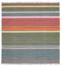  Rainbow Stripe - Gris Alfombra 200X200 Moderna Tejida A Mano Cuadrada Gris Oscuro/Gris Claro (Algodón, India)
