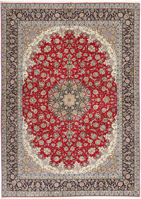 Hecha A Mano Isfahan Urdimbre De Seda Alfombra 300X417 Persa Rojo/Gris Claro Grande Alfombra 
