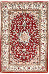 Alfombra Hecha A Mano Isfahan Urdimbre De Seda Alfombra 132X198 Beige/Rojo ( Persia/Irán)
