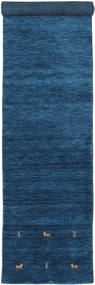  Gabbeh Loom Two Lines - Azul Oscuro Alfombra 80X450 Moderna Alfombra De Pasillo Azul Oscuro/Azul (Lana, India)