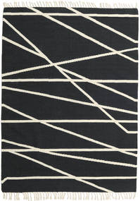  160X230 Abstracta Cross Lines Alfombra - Negro/Blanco Crudo Lana, 