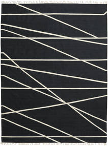 Cross Lines 250X350 Grande Negro/Blanco Crudo Abstracta Alfombra De Lana 