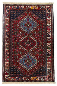 83X127 Alfombra Oriental Yalameh Rojo Oscuro/Marrón (Lana, Persia/Irán)