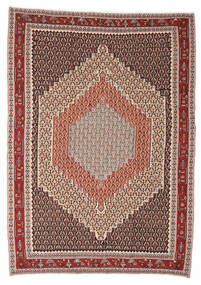 Alfombra Oriental Kilim Senneh Fine Alfombra 212X300 Rojo Oscuro/Marrón (Lana, Persia/Irán)