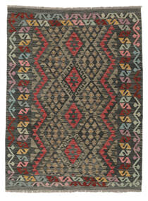  Kilim Afghan Old Style Alfombra 133X176 Oriental Tejida A Mano Negro/Marrón Oscuro (Lana, Afganistán)