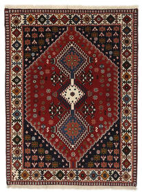 105X142 Alfombra Yalameh Alfombra Oriental Negro/Rojo Oscuro (Lana, Persia/Irán)