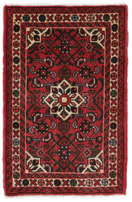  Hosseinabad Alfombra 62X94 Oriental Hecha A Mano Negro/Rojo Oscuro (Lana, Persia/Irán)