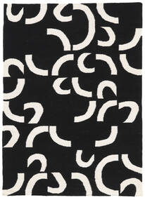  160X230 Abstracta Curved Alfombra - Negro Lana, 