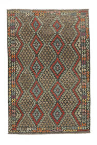  Kilim Afghan Old Style Alfombra 196X295 Oriental Tejida A Mano Verde Oscuro/Marrón Oscuro (Lana, Afganistán)