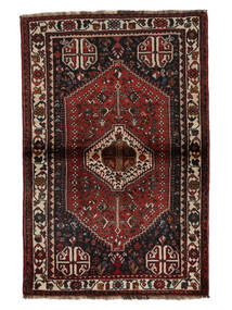 108X163 Alfombra Oriental Shiraz Alfombra Negro/Rojo Oscuro (Lana, Persia/Irán)