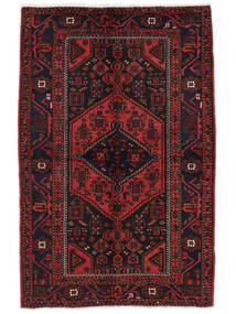 140X215 Alfombra Oriental Hamadan Alfombra Negro/Rojo Oscuro (Lana, Persia/Irán)