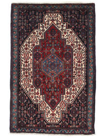 Alfombra Persa Senneh Alfombra 68X106 Negro/Rojo Oscuro (Lana, Persia/Irán)