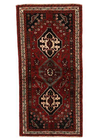 88X178 Alfombra Shiraz Oriental De Pasillo Negro/Rojo Oscuro (Lana, Persia/Irán)