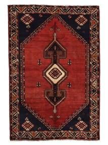 160X233 Alfombra Shiraz Oriental Negro/Rojo Oscuro (Lana, Persia/Irán)