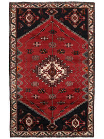 159X250 Alfombra Shiraz Oriental Negro/Rojo Oscuro (Lana, Persia/Irán)