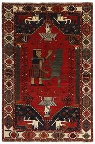 Alfombra Oriental Kashghai Old Figurativa/Gráfica 153X240 Negro/Rojo Oscuro (Lana, Persia)