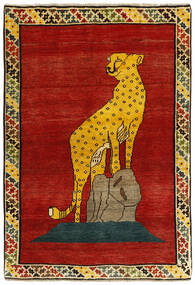 Alfombra Kashghai Old Figurativa/Gráfica 100X142 Rojo Oscuro/Naranja (Lana, Persia)