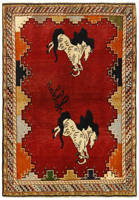 Alfombra Kashghai Old Figurativa/Gráfica 100X142 Rojo Oscuro/Marrón (Lana, Persia)