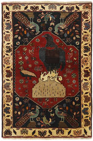 101X152 Alfombra Kashghai Old Figurativa/Gráfica Oriental Negro/Naranja (Lana, Persia)