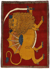 Alfombra Oriental Kashghai Old Figurativa/Gráfica 103X142 Rojo Oscuro/Marrón (Lana, Persia)
