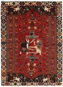 163X226 Alfombra Oriental Kashghai Old Figurativa/Gráfica Negro/Rojo Oscuro (Lana, Persia)